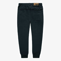 NAVY SLIM FITTED PANTS IN FRENCH TERRY, CHILD