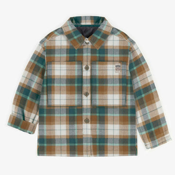 GREEN AND BROWN PLAID SHIRT IN FLANNEL, CHILD