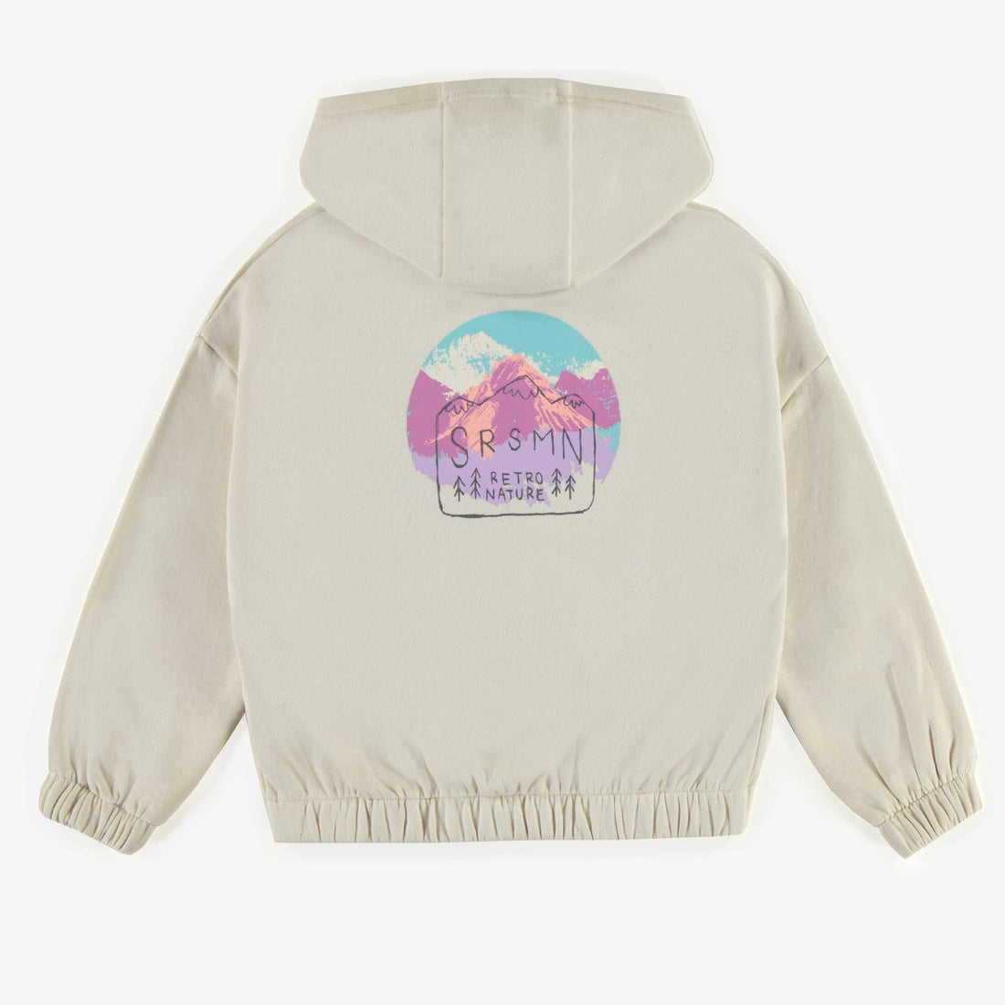 CREAM HOODED VEST WITH A ZIPPER IN FLEECE, CHILD