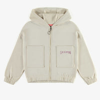 CREAM HOODED VEST WITH A ZIPPER IN FLEECE, CHILD