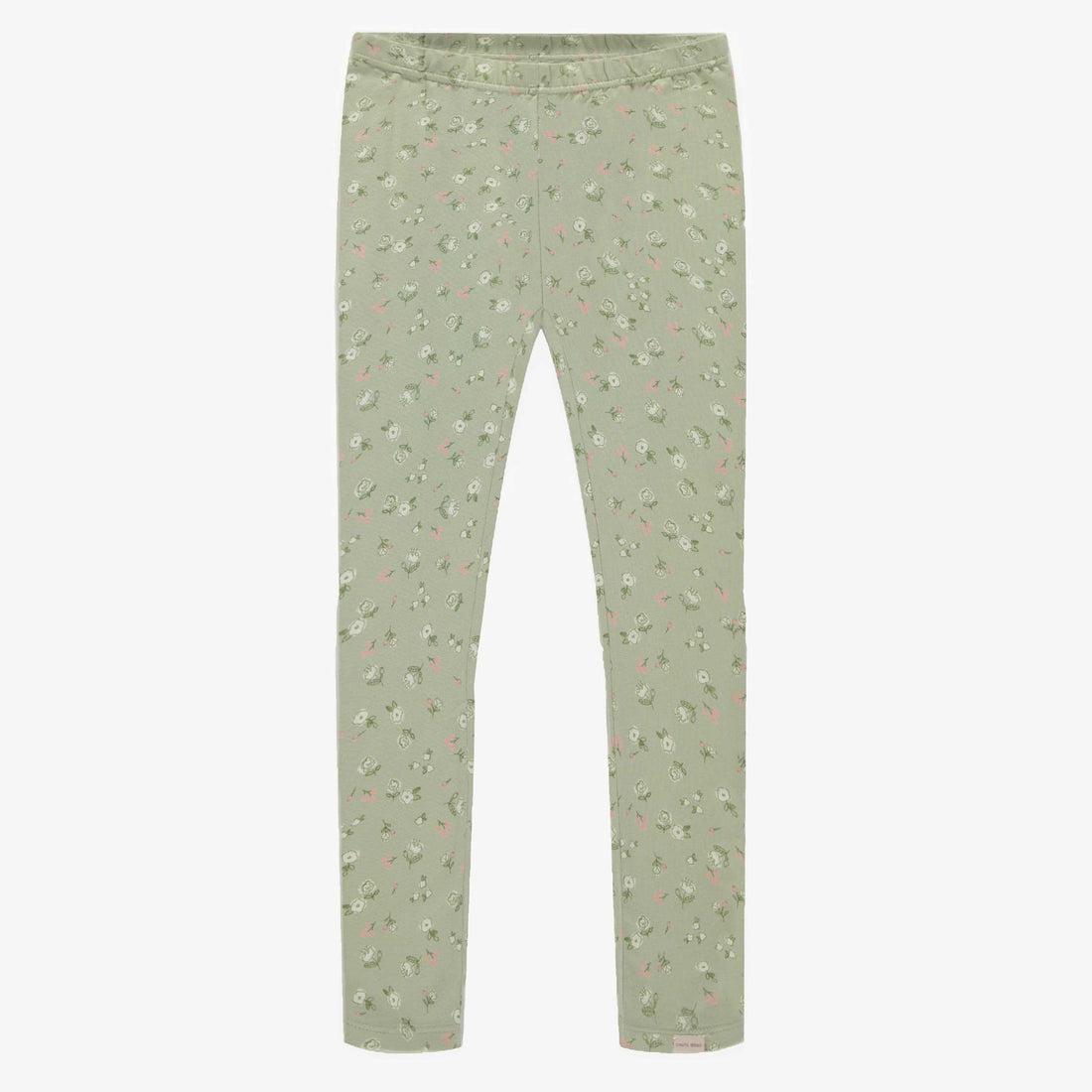 SAGE GREEN AND PINK FLOWERED LEGGING IN JERSEY, CHILD