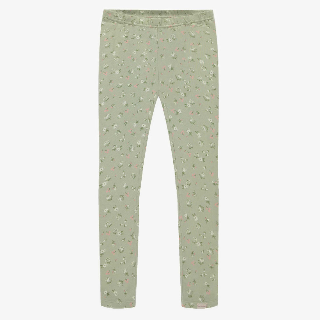 SAGE GREEN AND PINK FLOWERED LEGGING IN JERSEY, CHILD