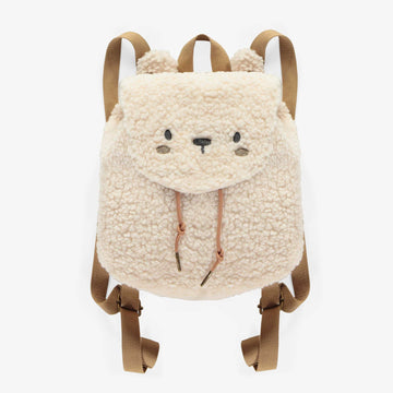 BEAR SHAPED CREAM BACKPACK IN FAUX FUR, CHILD