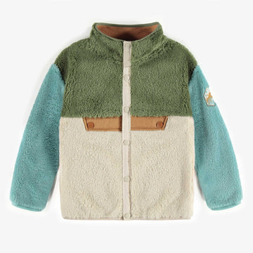 SHERPA GREEN BLOCK COLOR VEST WITH HIGH COLLAR, CHILD