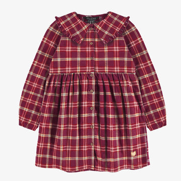 RED AND WHITE PLAID PATTERN DRESS IN BRUSHED FLANNEL, CHILD