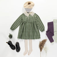 GREEN PLAID DRESS IN JERSEY, CHILD