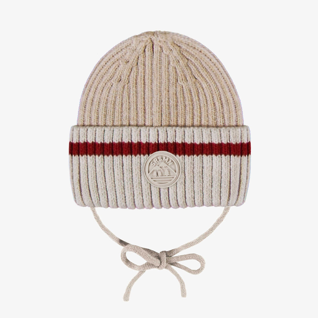 Beige knit toque with wool socks effect, baby