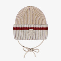 Beige knit toque with wool socks effect, baby