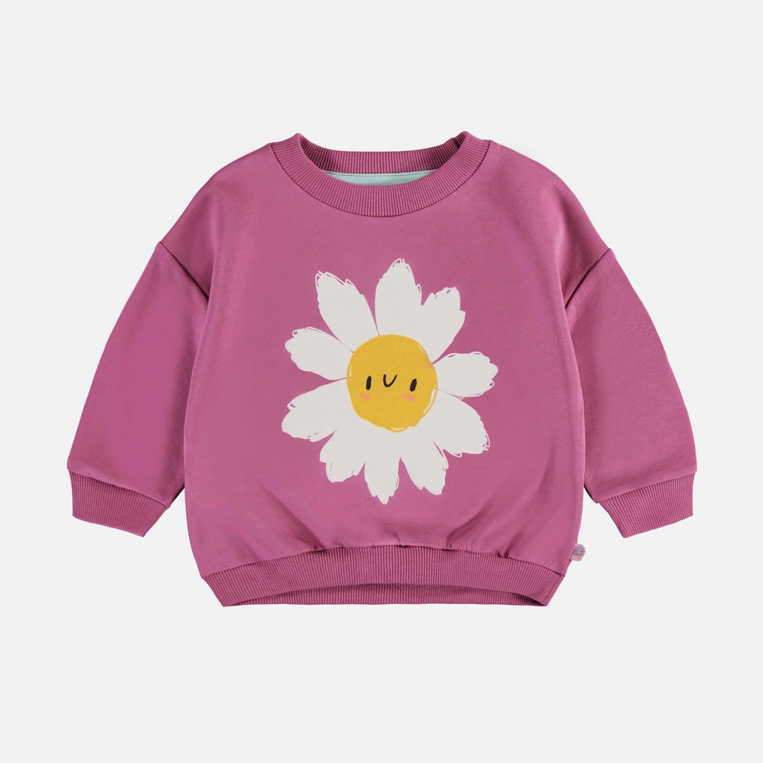 RED-VIOLET LONG SLEEVES SWEATER WITH MARGUERITE IN FRENCH TERRY, BABY