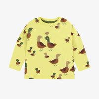 LONG-SLEEVED NEON YELLOW T-SHIRT WITH PRINT IN JERSEY, BABY