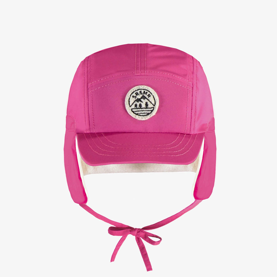 Pink winter cap in polyester, baby