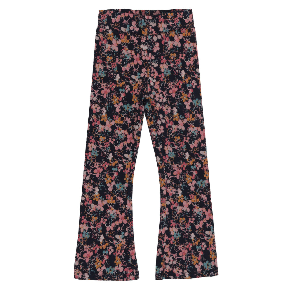 Navy Floral Flared Leggings