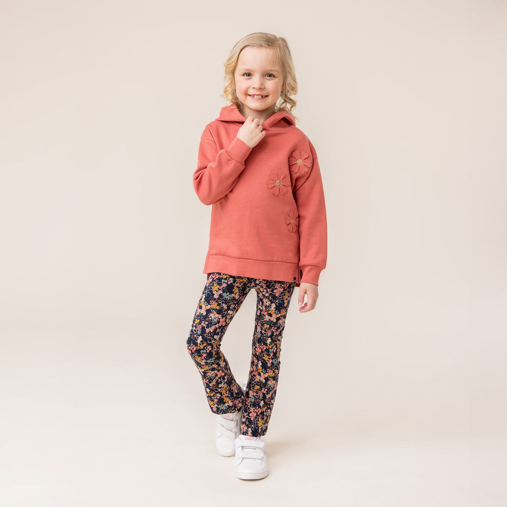 Navy Floral Flared Leggings