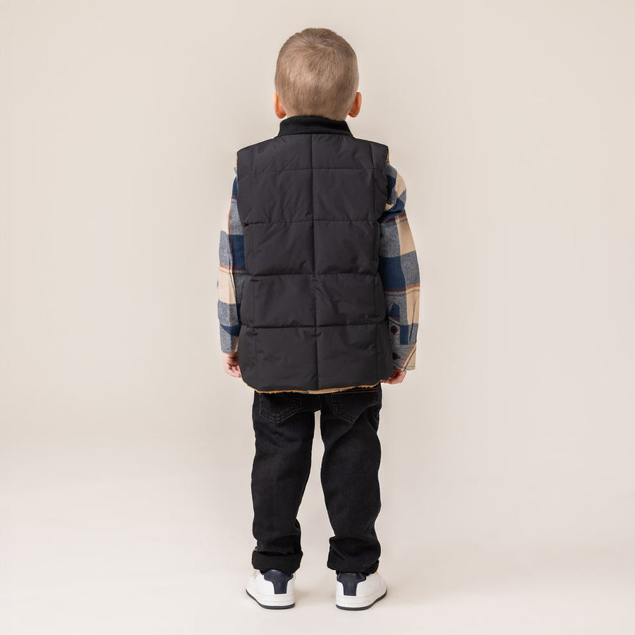 Black Reversible Sleeveless Quilted Vest