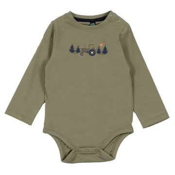 Baby Boy Olive Long Sleeve Bodysuit