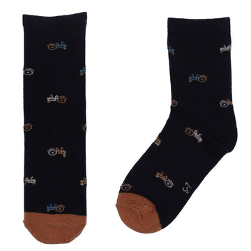 Navy Tractor Baby Boy Socks