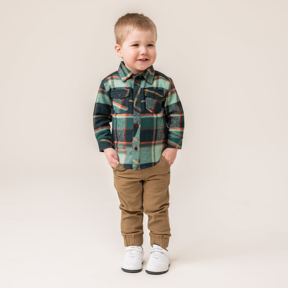 Baby Boy Forest Plaid Shirt