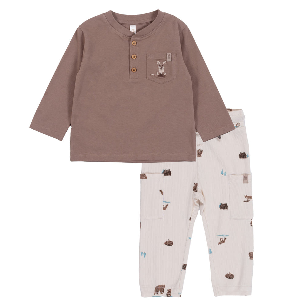 Baby Boy Brown Two-Piece T-Shirt Set