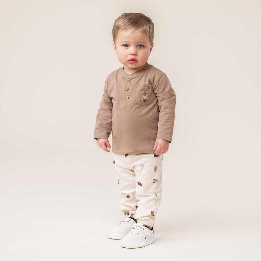Baby Boy Brown Two-Piece T-Shirt Set