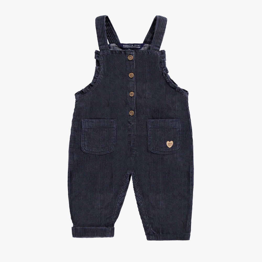 Navy blue overalls, baby