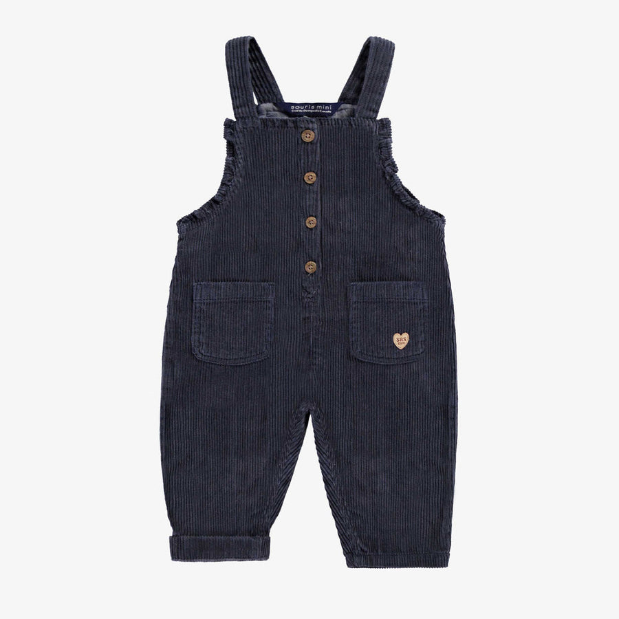 Navy blue overalls, baby