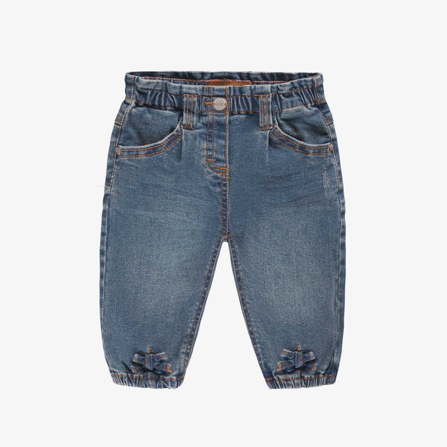 Blue paperbag-waist jeans, baby