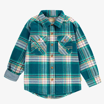 Turquoise plaid shirt, child