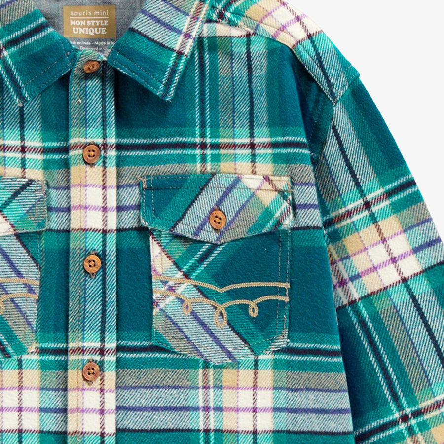 Turquoise plaid shirt, child