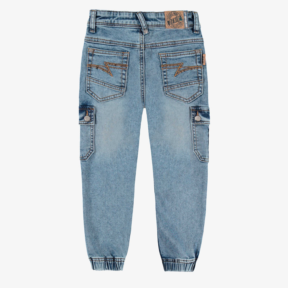 Blue jeans with cargo pockets, child