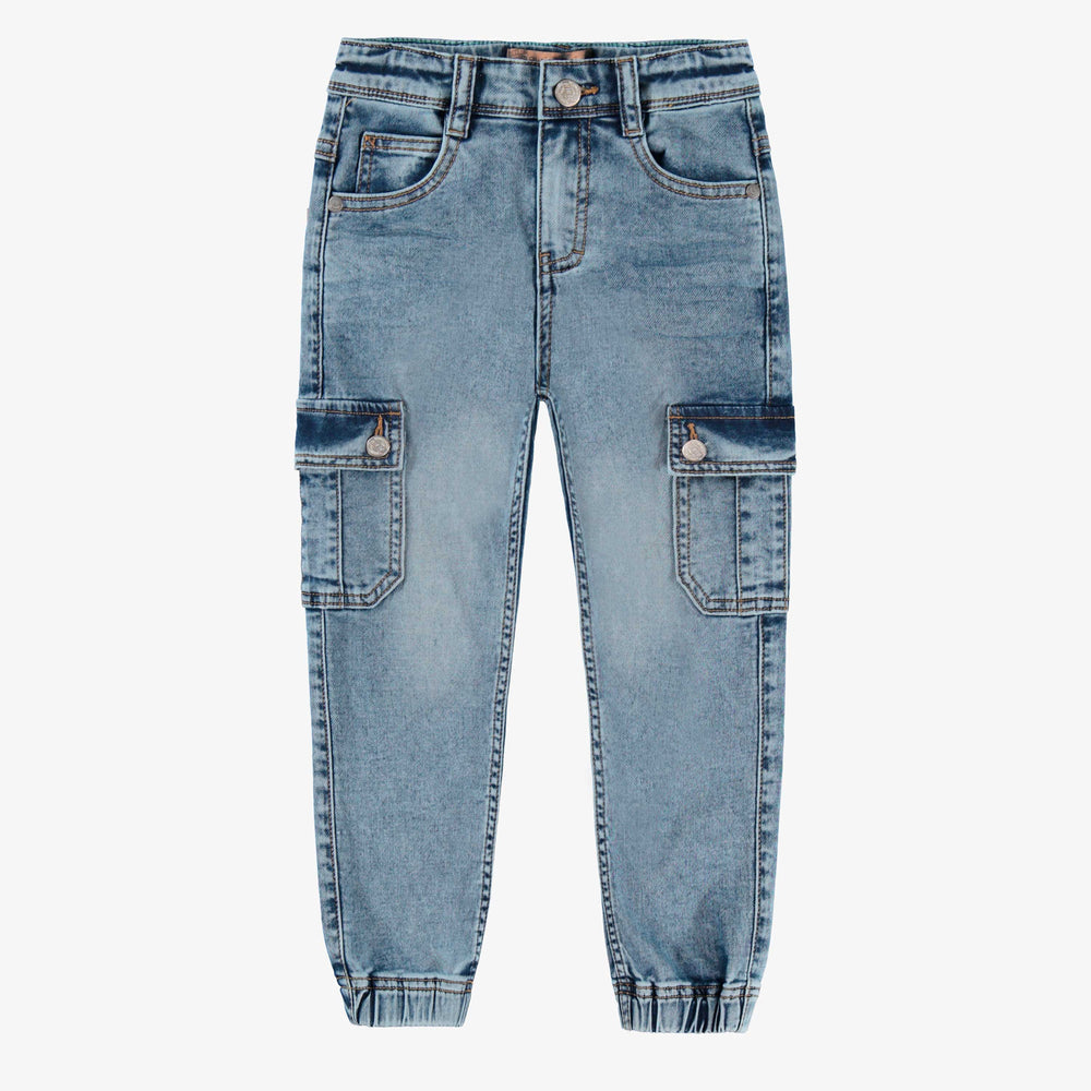Blue jeans with cargo pockets, child
