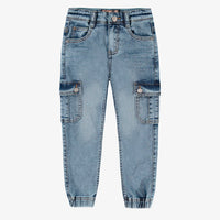 Blue jeans with cargo pockets, child