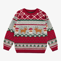 RED KNIT SWEATER WITH FESTIVE PATTERNS, CHILD