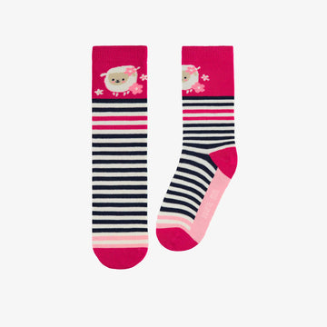 Pink striped socks, child