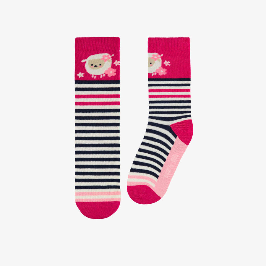 Pink striped socks, child
