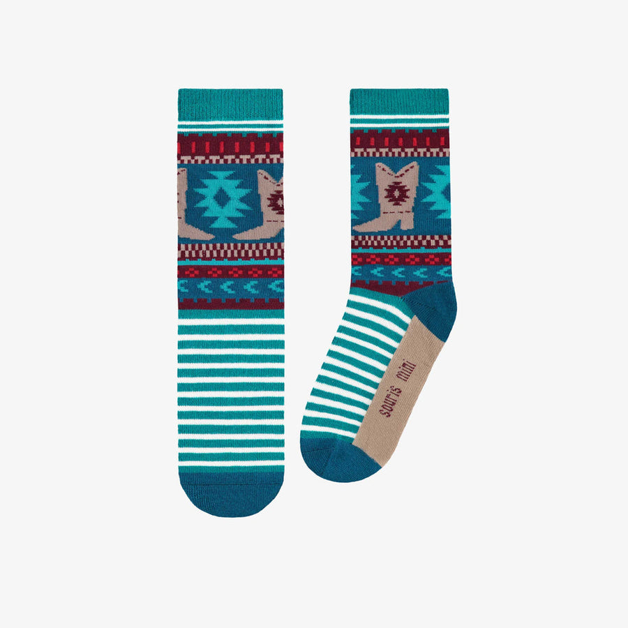 Turquoise patterned socks, child