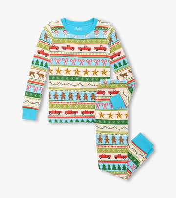 Blue Fun Fair Isle Cotton Pajama Set