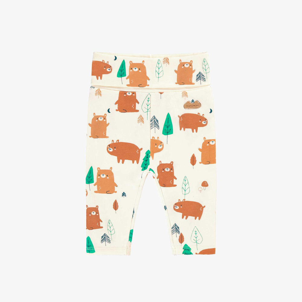 Cream evolutive pants with all over print, newborn