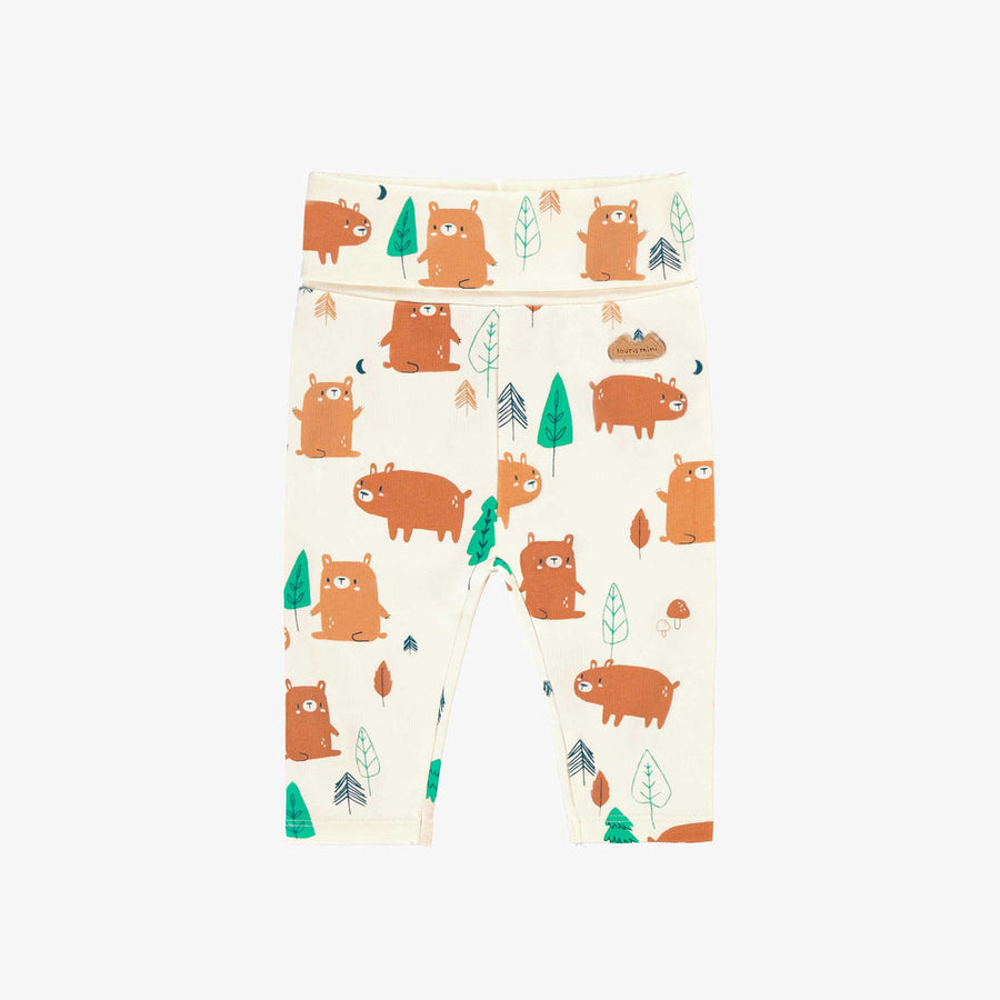 Cream evolutive pants with all over print, newborn