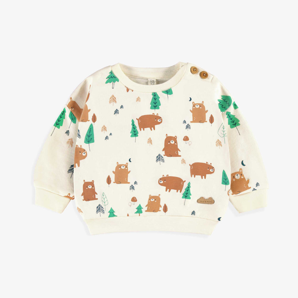 Cream sweater with all over print, newborn