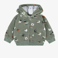 Green velvet hoodie, newborn