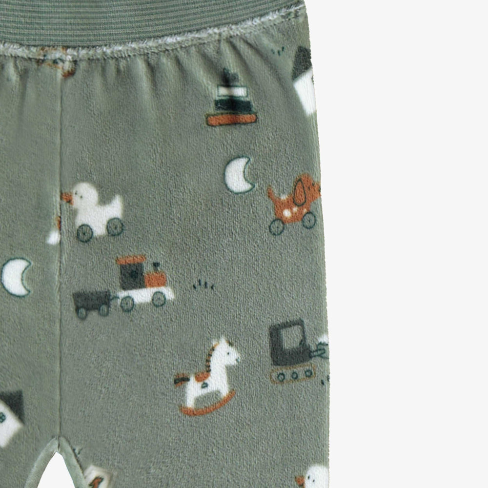 Green velvet leggings, newborn
