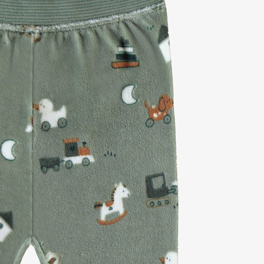 Green velvet leggings, newborn