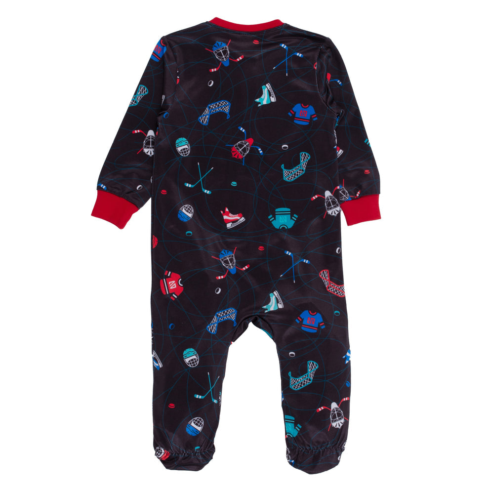 Baby Black Hockey One-Piece Pajamas