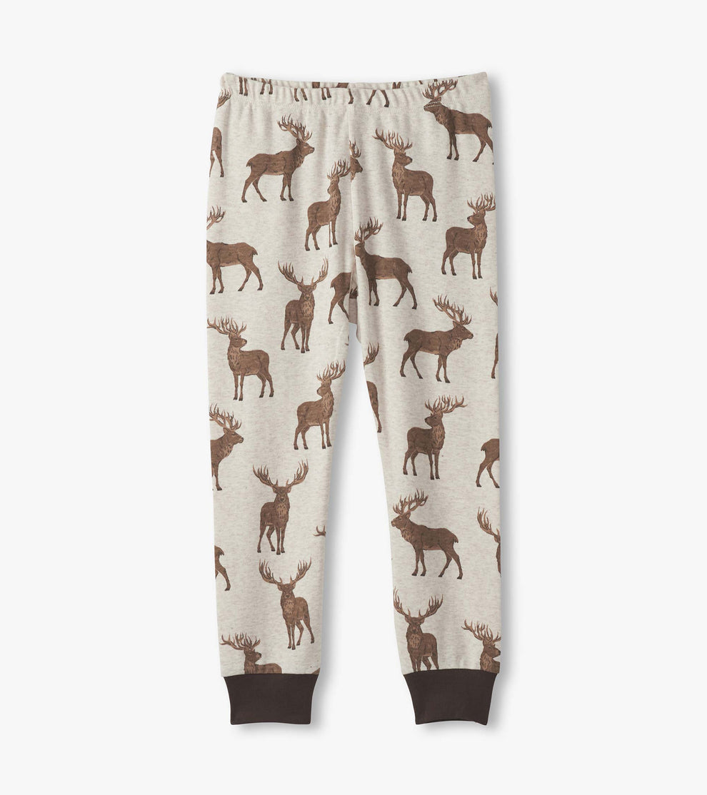 Pine Brush Stags Cotton Pajama Set