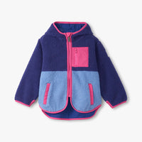 Royal Blue Colourblock Faux Sherpa Jacket