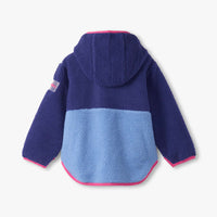 Royal Blue Colourblock Faux Sherpa Jacket