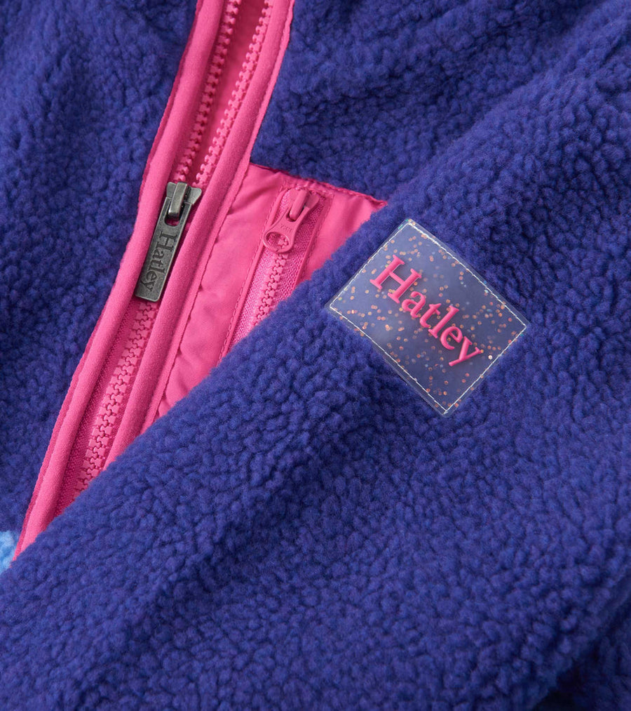 Royal Blue Colourblock Faux Sherpa Jacket