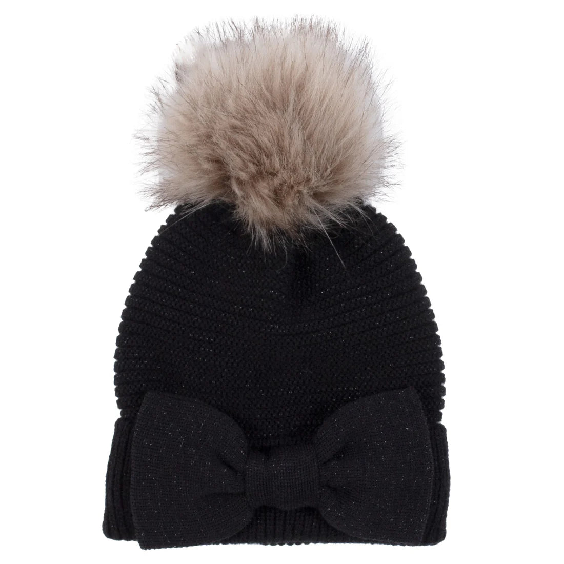Girls Black Knit Beanie