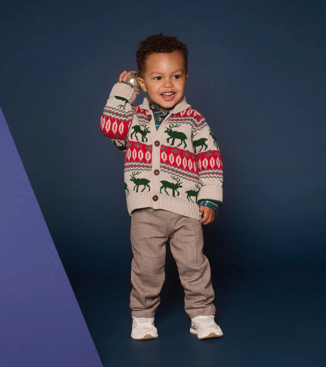 Baby & Toddler Winter Elk Shawl Collar Cardigan