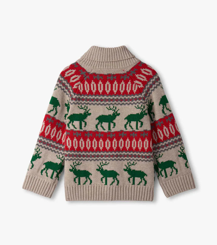 Baby & Toddler Winter Elk Shawl Collar Cardigan